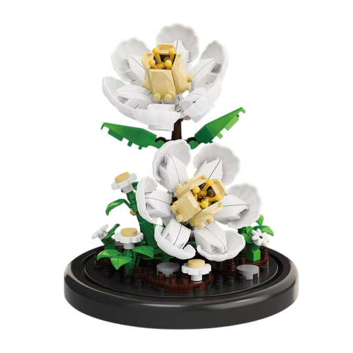 Micro costruzione camelia bianca 85 x 85 x 96 mm 173 pezzi Modello elegante di fiore in vaso Decorazione creativa e regalo creativo per bambini e adulti