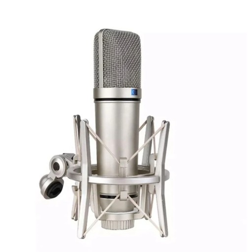 Microfon condensator de studio U87 cu directivitate cardioidă și diafragmă centrală pentru înregistrare audio profesională