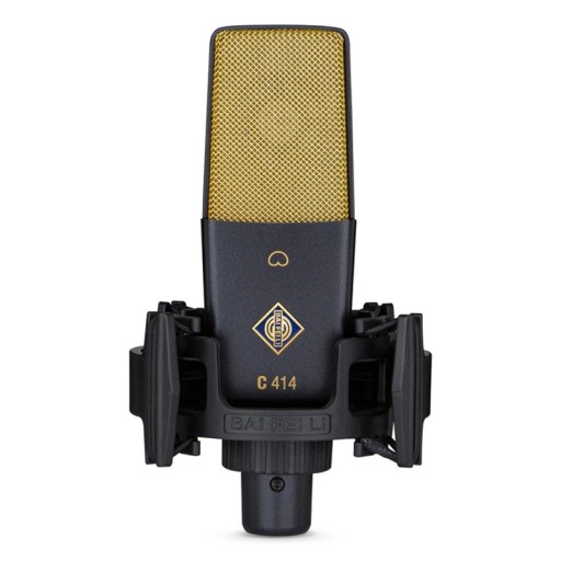 Microfon cu condensator XLR cu membrană de 25 mm caracteristică cardioidă cu suport tip păianjen negru-auriu pentru podcasturi și ASMR și streaming