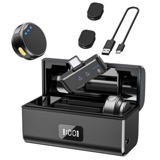 Microfon magnetic wireless USB-C Rază de acțiune 100 m Durată de viață a bateriei 6+23 h Anulare zgomot Monitorizare reverberație Carcasă de încărcare Design ultraușor
