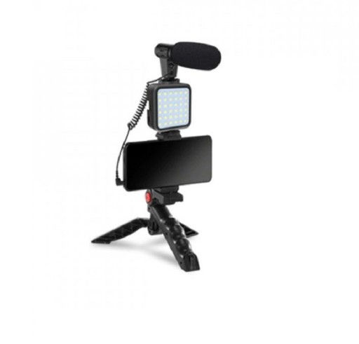 Microfono con supporto e luce LED