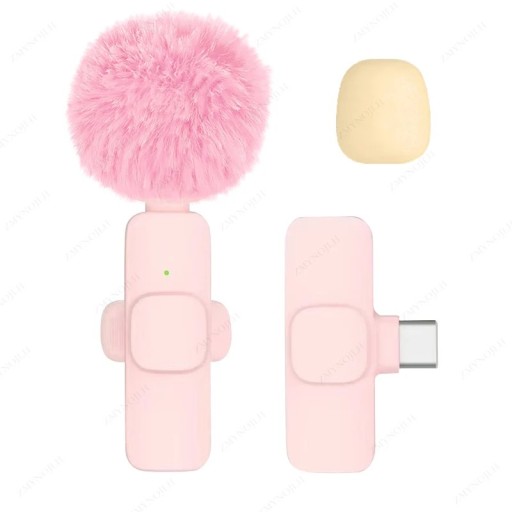 Microfono mini clip senza fili con adattatore USB-C e Lightning per iPhone, Android, PC e videocamera Registrazione audio Video Livestream