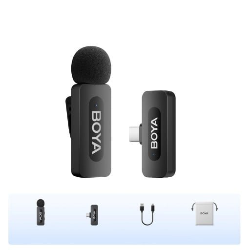 Microphone cravate sans fil pour Android USB-C 10 m de portée 10 h d'autonomie Plug and Play DSP réduction de bruit Système de capture audio