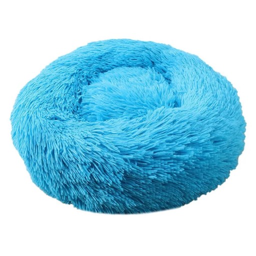 Microplush hundsäng i form av en munk Ø60 cm Mjuk rund säng med långt hår Andas och tvättbar ångestdämpande säng Bekväm säng för små och medelstora hundar
