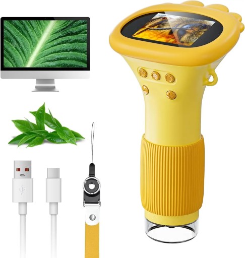 Microscop digital portabil pentru copii cu display IPS de 2" și mărire de până la 1500x