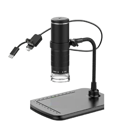 Microscópio digital USB com suporte 50-1000x, 640x480 px, 8 LED