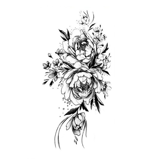 Midlertidig vandtæt tatovering 9,6 x 19 cm delikat blomstermønster kvindekropsdekoration selvklæbende tatovering på huden elegant design