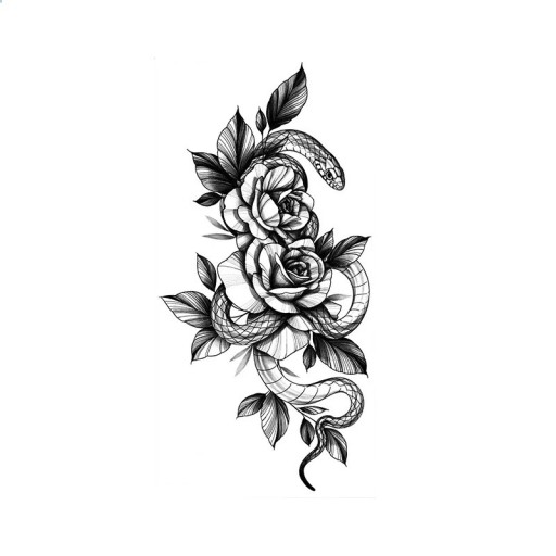 Midlertidig vandtæt tatovering 9,6 x 19 cm delikat blomstermønster kvindekropsdekoration selvklæbende tatovering på huden elegant design