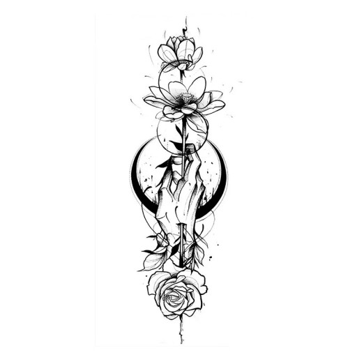 Midlertidig vandtæt tatovering 9,6 x 19 cm delikat blomstermønster kvindekropsdekoration selvklæbende tatovering på huden elegant design