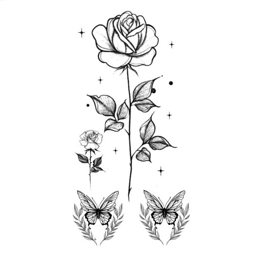 Midlertidig vandtæt tatovering 9,6 x 19 cm delikat blomstermønster kvindekropsdekoration selvklæbende tatovering på huden elegant design
