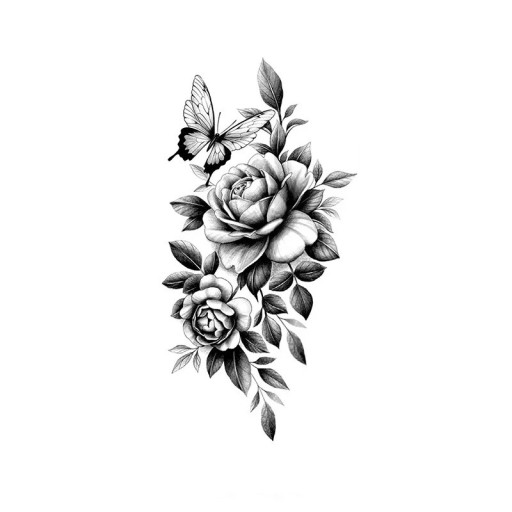 Midlertidig vandtæt tatovering 9,6 x 19 cm Delikat blomstermønster Romantisk tatoveringsklistermærke Elegant kropsdekoration Nem påføring