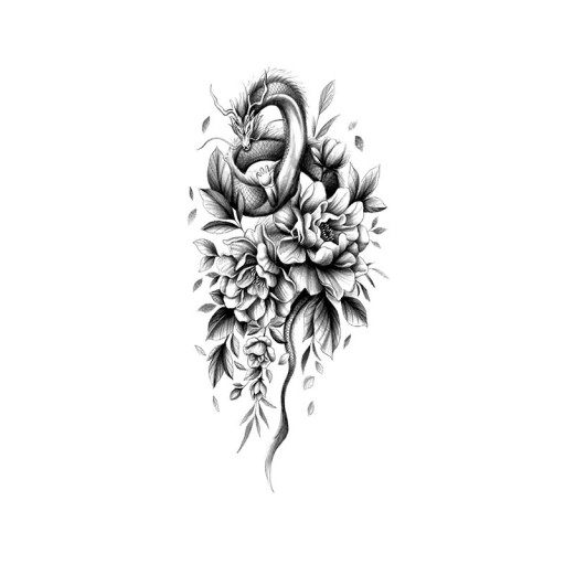 Midlertidig vandtæt tatovering 9,6 x 19 cm Delikat blomstermønster Romantisk tatoveringsklistermærke Elegant kropsdekoration Nem påføring