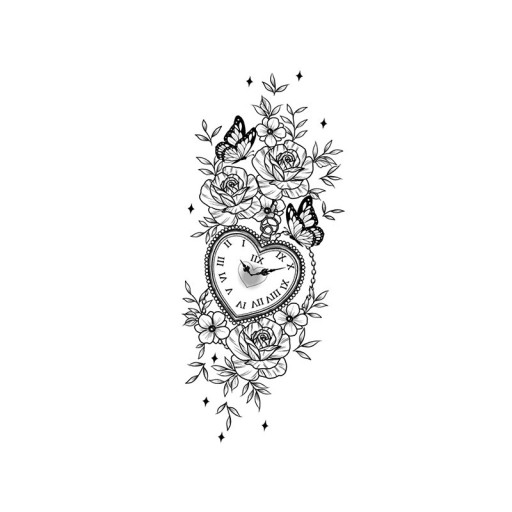 Midlertidig vandtæt tatovering 9,6 x 19 cm Delikat blomstermønster Romantisk tatoveringsklistermærke Elegant kropsdekoration Nem påføring