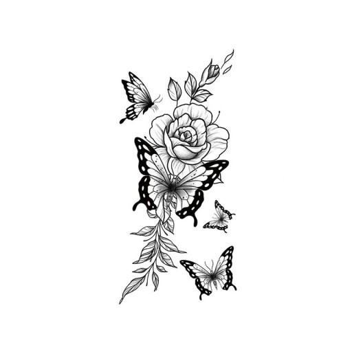 Midlertidig vandtæt tatovering 9,6 x 19 cm Delikat blomstermønster Romantisk tatoveringsklistermærke Elegant kropsdekoration Nem påføring