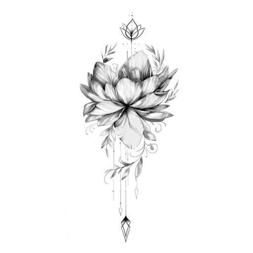 Midlertidigt vandtæt tatovering 9,6 x 19 cm Fin blomsterdesign Dame kropspynt Klæbende tatovering på huden Elegant design udførelse 7