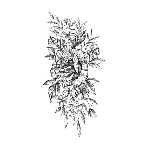 Midlertidigt vandtæt tatovering 9,6 x 19 cm Fin blomsterdesign Dame kropspynt Selvklæbende tatovering på huden Elegant design udførelse 23