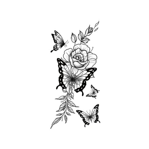 Midlertidigt vandtæt tatovering 9,6 x 19 cm Fin blomsterdesign Romantisk klæbende tatovering Elegant kropspynt Nem anvendelse udførelse 10