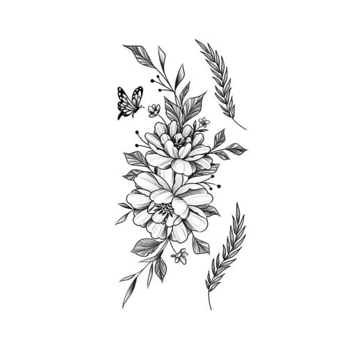 Midlertidigt vandtæt tatovering 9,6 x 19 cm Fin blomstermønster Romantisk klæbende tatovering Elegant kropspynt Nem anvendelse udførelse 2