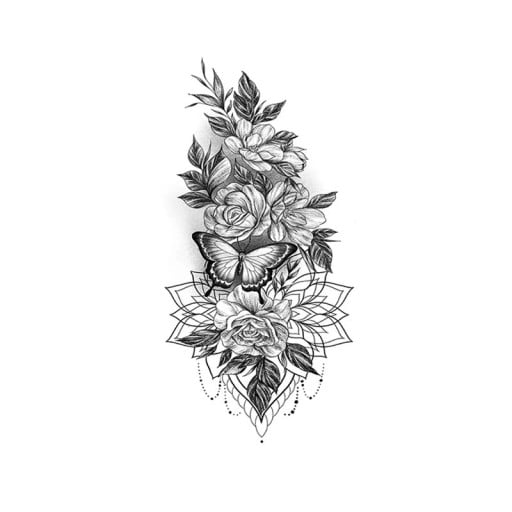 Midlertidigt vandtæt tatovering 9,6 x 19 cm Fin blomstermønster Romantisk klæbende tatovering Elegant kropspynt Nem anvendelse udførelse 3