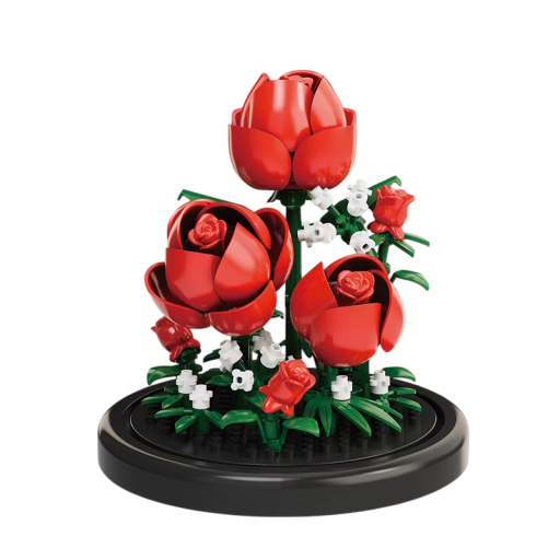 Mikro byggeklodser blomsterbuket 85 x 85 x 85 mm 150 stk. Roser i potte Kreativ model af planter Hjemmedekoration og børnegave