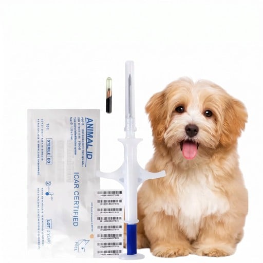 Mikročip pro zvířata 10 ks v aplikátoru Čip EM4305 FDX-B 134,2 kHz ISO 11784/11785 1,25 x 7 mm Pro psy a kočky i hospodářská zvířata
