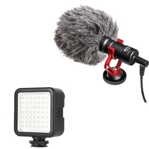 Mikrofón na fotoaparát s LED svetlom