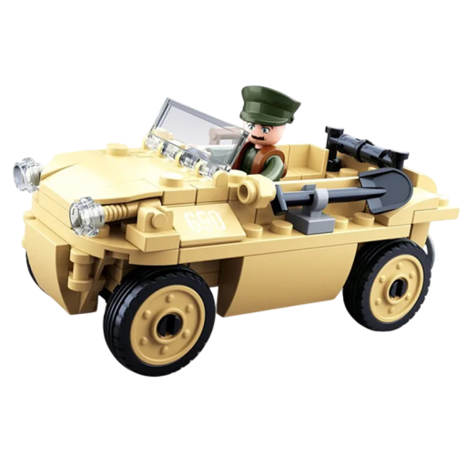Militärpatrullfordonsbyggsats Andra världskriget 103 st Armébil med soldat 11,7 cm Armémodell Vikbar byggsats för barn