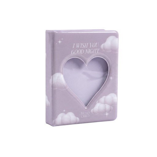 Mini album na fotky 64 stran 14,8 x 11 cm Šedé s mráčky Průhledné okénko ve tvaru srdce Na fotky a fotokartičky Jako dárek