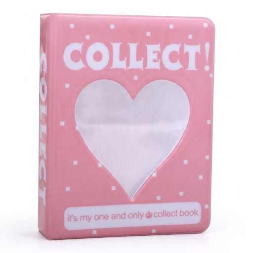 Mini album voor foto's 128 pagina's 14,8 x 11 cm Roze met vierkantjes Transparant venster in de vorm van een hart Voor foto's en fotokaartjes Als