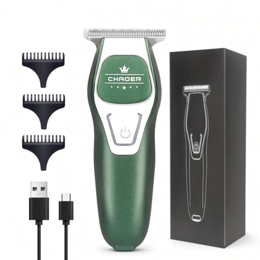 Mini aparador de cabelo portátil 10,8 x 4,2 cm recarregável via USB-C 3 pentes de guia 1–3 mm pequeno aparador elétrico para barbearias