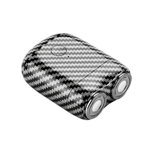 Mini aparat de ras electric pentru bărbați cu două capete rotative, compact, portabil, cu model din carbon, pentru bărbierit barba și stuful în călătorii