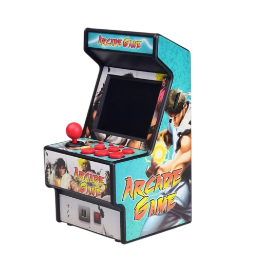 Mini arcade-pelikonsoli 156 retro-pelillä, 2,8 tuuman näyttö, 16-bittinen prosessori, 8,5x16x9 cm, musta lapsille ja aikuisille