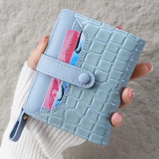 Mini billetera de dama 11 x 8 x 2 cm Motivo de cocodrilo Cierre con broche en la cinta Bolsillo con cremallera Cinta para llaves Varios