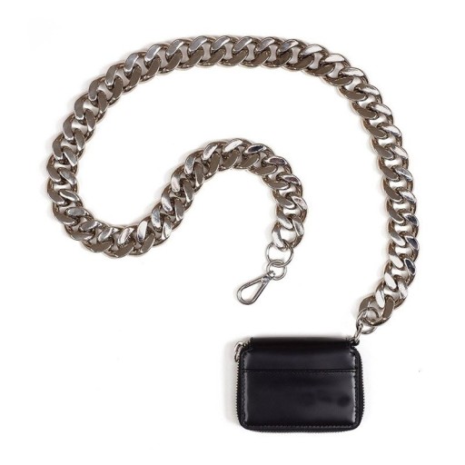 Mini bolso de mano de piel para mujer con cadena