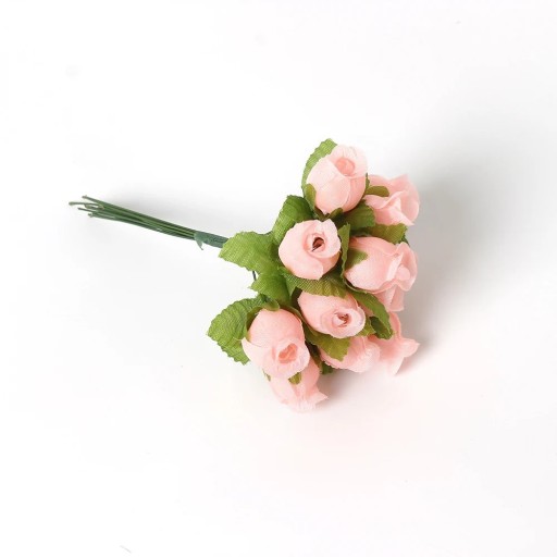 Mini buchet de trandafiri artificiali 12 bucăți boboci decorativi pe tulpini cu fir pentru nunți, aranjamente de buchete, coronițe și creații DIY