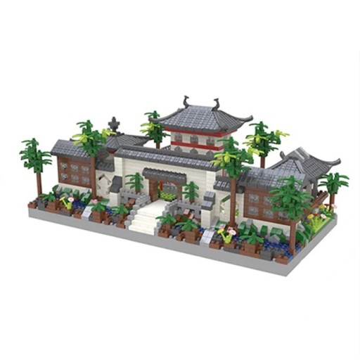 Mini Chinese Garden Kit Gardens in Suzhou Back Gate 26,5 x 9,9 x 9,9 cm Arkitektonisk modell gjord av tegelsten Detaljerad asiatisk dekoration