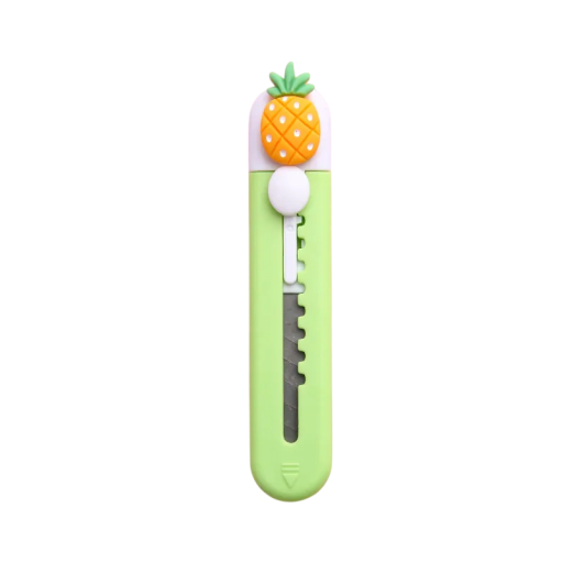 Mini cuțit de tăiere verde cu ananas cuțit drăguț de buzunar pentru scrisori, tăietor de colete mic pentru birou, școală și uz zilnic
