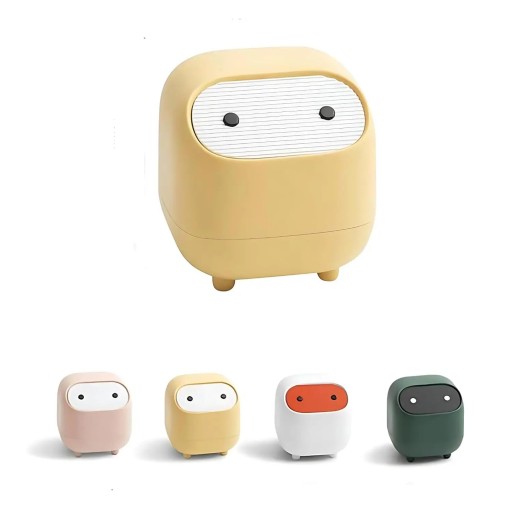 Mini Desk Bin with Flip Lid Compact 16.5 x 16.5 x 17 cm for Office Kitchen Study