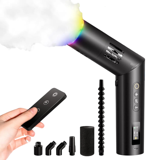 Mini dimmaskapare bärbar maskin 40 W Tank 12 ml vridbar 60° RGB fläkt och fjärrkontroll USB-C Svart För fotografering och video
