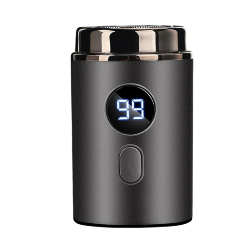 Mini elektrisk barbermaskine USB-C IPX7 vandtæt LED-display ABS grå til tør og våd barbering på farten
