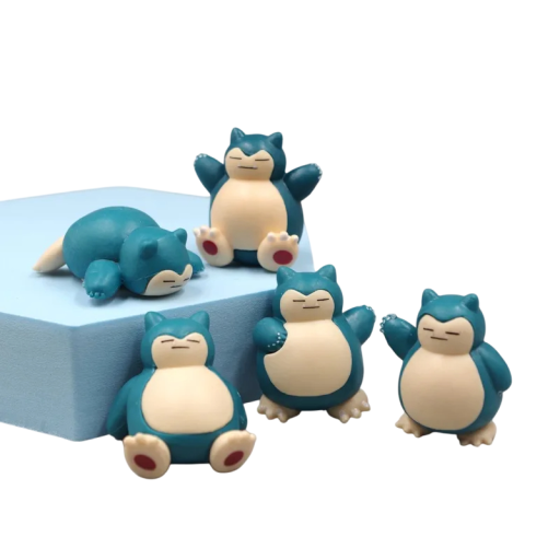 Mini figurine Snorlax 5 pcs 3 cm Ensemble de figurines Pokémon Petites figurines en plastique Décoration pour enfants Ensemble de collection Fans d'anime et de jeux