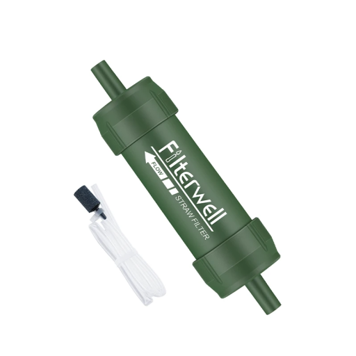 Mini filtru de apă pentru supraviețuire 12 x 3,2 cm filtru de apă portabil cu tub de silicon de conectare filtru exterior pentru drumeții camping