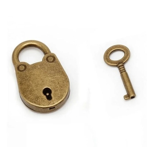 Mini függő dekoratív zár kulccsal 3,7 × 2,3 cm fém retro antik design bronz kis zár ékszerdobozhoz dobozhoz