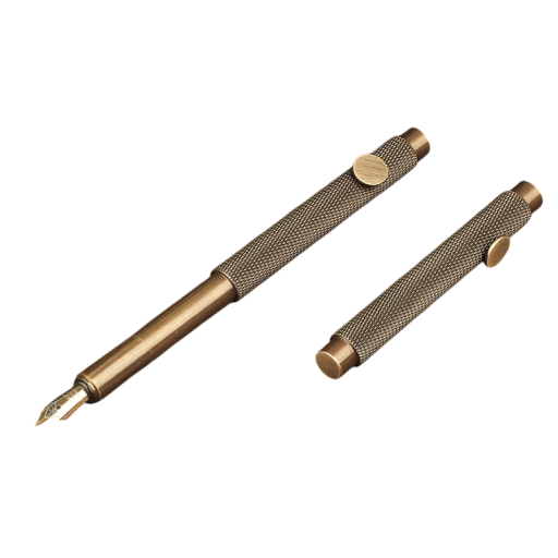 Mini füllpen vintage fickvänlig bärbar spets 0,5 mm mässing metallisk gyllene kort bläckpenna för skrivande kontor skola