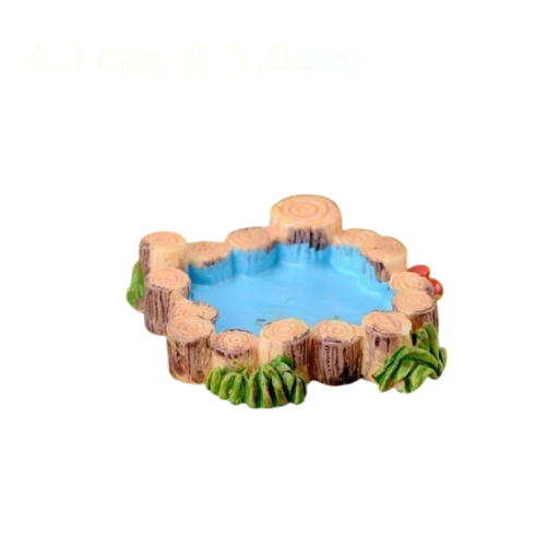 Mini jezírko 4,1 × 1 cm Dekorativní jezírko z dřevěných kmenů pro mini zahradu dioráma modelová krajina vodní scenérie dekorace