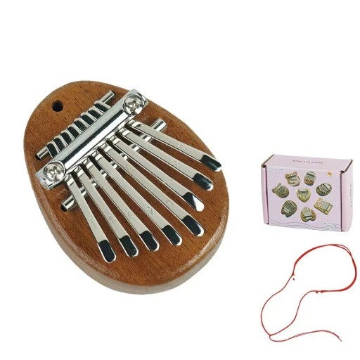 Mini kalimba 8 klawiszy Drewniane pianino Palcowe instrument muzyczny Kropla wody Przenośna kalimba ze sznurkiem Relaksacyjne melodie