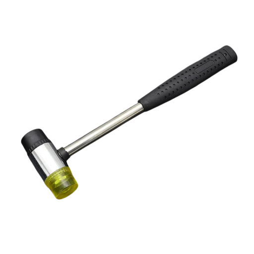 Mini kladivo s nylonovou hlavou 23,5 cm nylon guma protiskluzová rukojeť černo žluté pro jemné montážní a dílenské práce