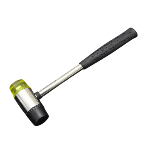 Mini kladivo s nylonovou hlavou 23,5 cm nylon guma protiskluzová rukojeť černo žluté pro jemné montážní a dílenské práce
