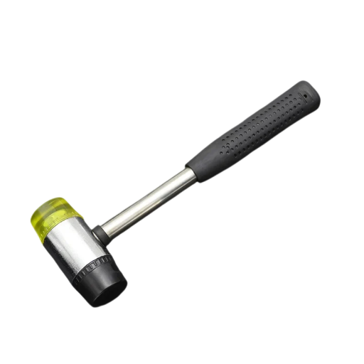 Mini kladivo s nylonovou hlavou 24,5 cm nylon guma protiskluzová rukojeť černo žluté pro jemné montážní a dílenské práce