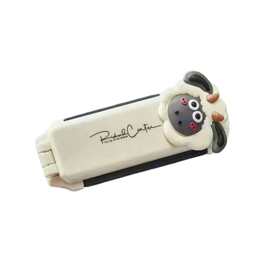 Mini Klapp-Reisehaarbürste mit Spiegel 11 x 9,5 x 4 cm Weiß Klappbare Massagehaarbürste mit Shaun das Schaf Dekoration